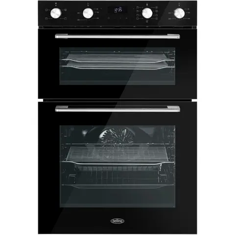 Belling BEL BI903MFC 90cm Built-In Double Multifunction Oven - Black/Stainless - A Rated