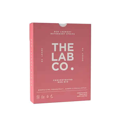 The Lab Co. Laundry Detergent Strips Washing Sheets | Eco Ultra-Concentrated | Non-Bio for Sensitive Skin | Non-Toxic Fragrance | EDC-Free | Lab-Tested | Energising Grapefruit Amber | 64 Loads