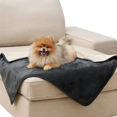 LesureWasserdichteHundedecke，OutdoorWaschbareHundedecke，Sofaschutz，Sherpa-Fleece，FlauschigeundWeicheKatzendecke，fürGroßeHunde，100x80cm，Dunkelgrau