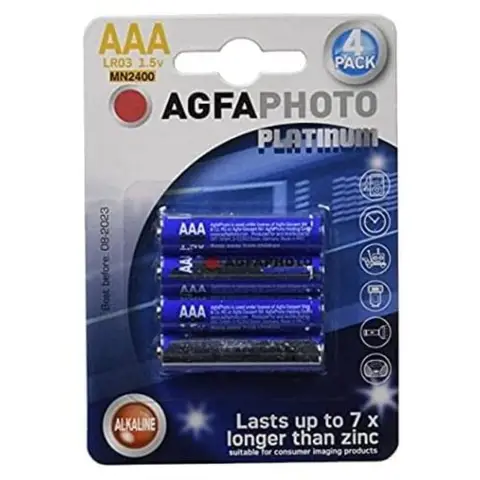 AGFAPHOTO Batterie Alkaline, Micro, AAA, LR03, 1.5V Power, Retail-Blister (4er-Pack)
