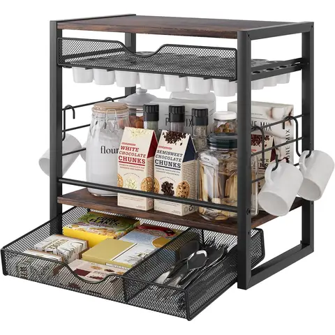 2 tier coffee bar organizer
