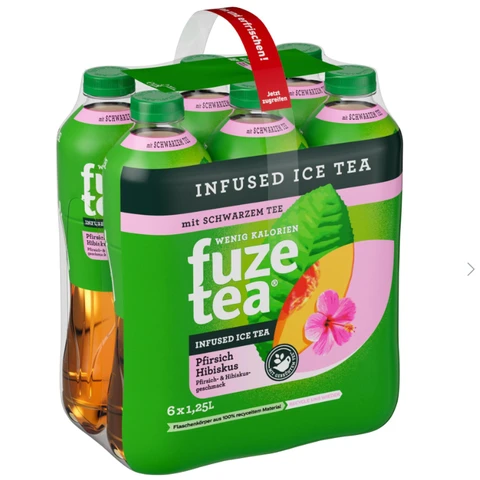FUZE TEA Schwarzer Tee Pfirsich Hibiskus 6x1.25L