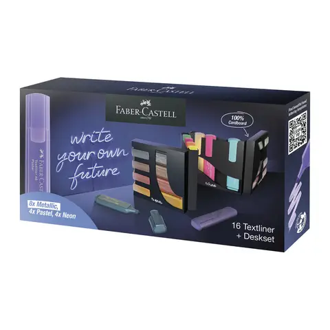 Faber-Castell Highlighter TL 46, Neon, Pastel & Metallic Colours, Set of 16