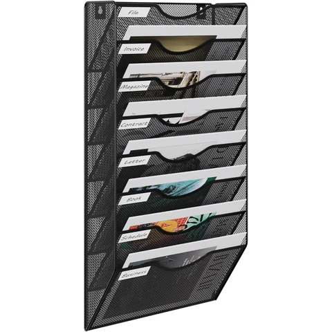 8 Tier A4 Mesh Wall Pocket File Holder,Black