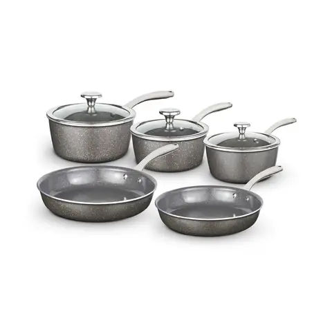 Tower Cerastone Pro 5 Piece Cookware Set with Non-Stick Coating and Riveted Steel Handles - Graphite