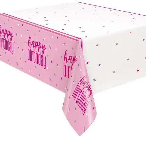 Unique Party Plastic Table Cover, Glitz Pink, 1.37 x 2.13m