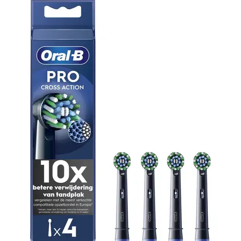 Oral-B Pro Cross Action Black Toothbrush Heads, 4 Counts