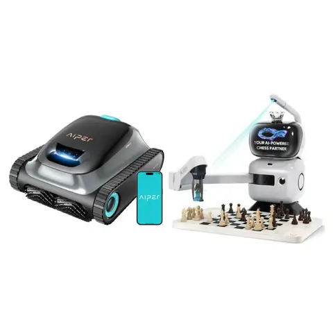 Pack Robot Intelligent : Aiper Scuba S1 Nettoyeur de Piscine + Robot d'Échecs IA SenseRobot avec Bras Robotique, 25 Niveaux IA, Coaching Vocal, Intégration Lichess, Synchronisation avec Application, 11 Capteurs de Navigation