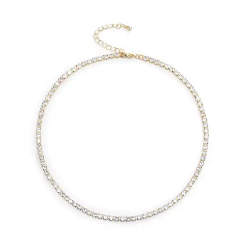 Ever Faith Clear Cubic Zirconia Thin Tennis Choker Necklaces