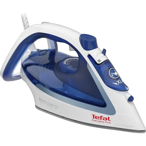 Tefal Easygliss Dampfbügeleisen, 2500 Watt, Dampfstoß 220 g/Min., Tankfüllmenge 270 ml, Durilium Airglide Bügelsohle, schnelle Aufheizzeit, XL Nachfüllöffnung des Wassertanks, blau/weiß, FV5736