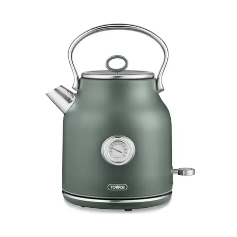 Tower Renaissance Retro Kettle, Quiet Boil, 1.7L, Forest Green - T10063FOR