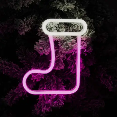 Christmas Workshop Neon Christmas Stocking Light