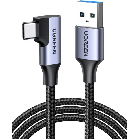 UGREEN USB C Kabel 5 Gbps USB C Ladekabel Winkel 90 Grad USB auf USB C Kabel USB Typ C Kabel kompatibel mit Galaxy S23 S22 S10 A73, A72, A53, P30 Lite Mi 10, Note 9 iPhone 15,15 Pro,15 Pro Max(1m)