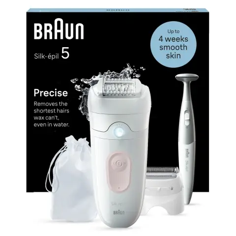 Braun Silk-épil 5, Epilator For Easy Hair Removal, Lasting Smooth Skin, 5-230, White/Flamingo
