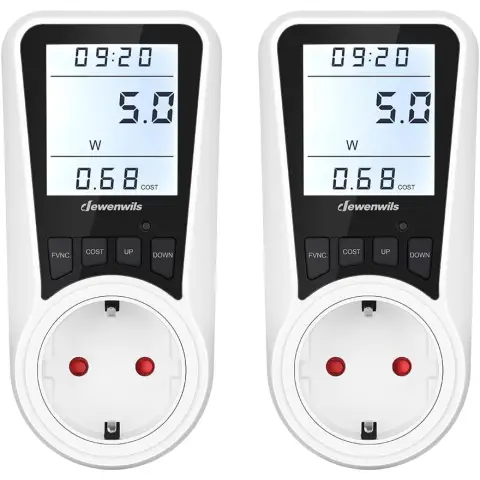 DEWENWILS 2 Pack Power Meter for Socket, Current Meter 7 Modes, Power Consumption Meter with LCD Screen Backlight, Power Consumption Meter with Overload Protection, 3680 W