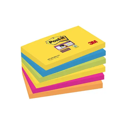 Post-It Super Sticky Notes Carnival Colours 76x127mm, Pack of 6
