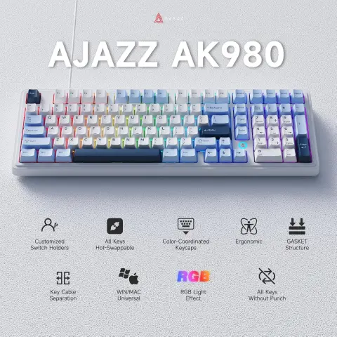 AJAZZ AK980 Clavier gaming mécanique filaire 98%