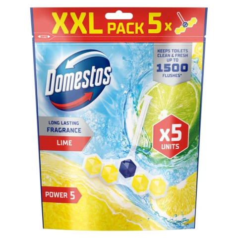 Domestos Power 5 Toilet Rim Blocks Lime 5x 50 g 