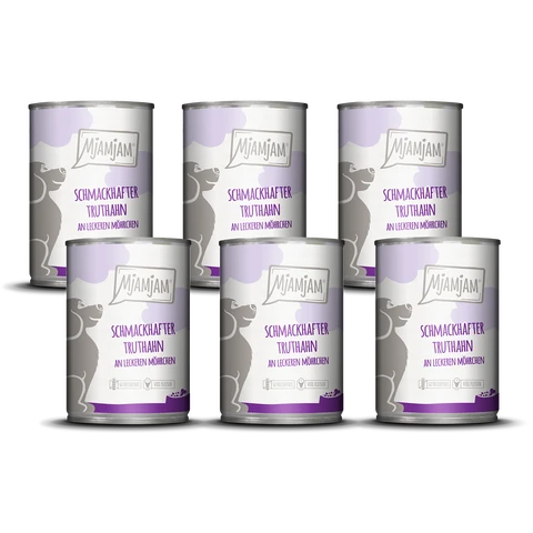 MjAMjAM Hunde Nassfutter schmackhafter Truthahn an leckeren Möhrchen 6x400g