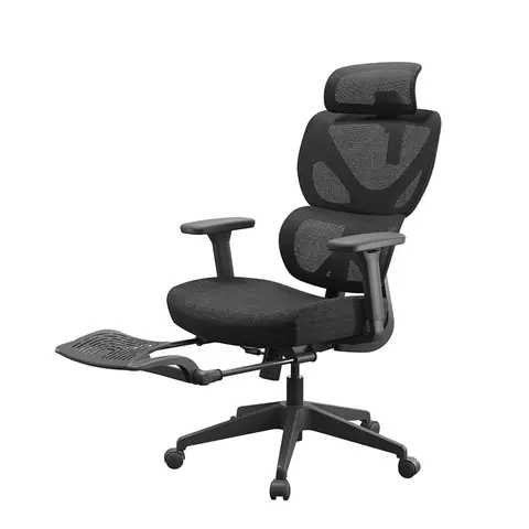 【Ausziehbare Fußstütze】ochama Z7 Pro Ergonomischer Stuhl mit Fußstütze und elastischer Lendenstütze, drehbarer Armlehne und Kopfstütze, 10 cm dicke Sitzpolsterung, 132° Neigungsverstellung, Gaming-/Büro-Computerstuhl, Schwarz