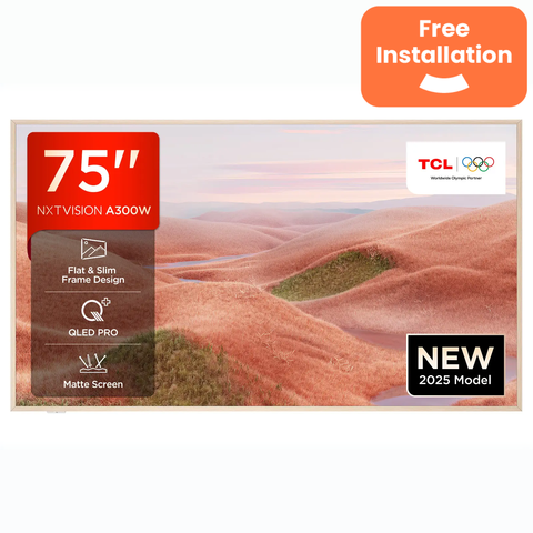 TCL NXTVISION A300W 75” 4K QLED PRO HDR Smart TV, Ultra HD, Google TV with 144Hz Motion Clarity Pro