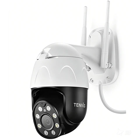 TENVIS 1080P HD Outdoor Smart Surveillance Camera 360° Pan Tilt IP65 Waterproof Full-Color Night Vision Two Way Audio Motion Detection Alexa Compatible White T8864D
