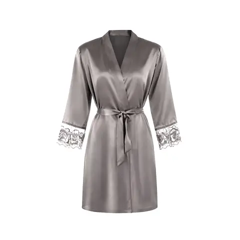 cuff wide lace light grey long-sleeved bathrobe  S