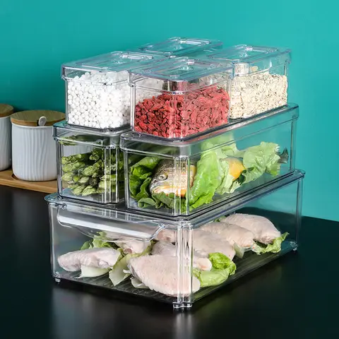 LIVINGANDHOME 7er-Set transparente, ineinanderschiebbare Frischhaltedosen für den Kühlschrank, platzsparend & wiederverwendbar