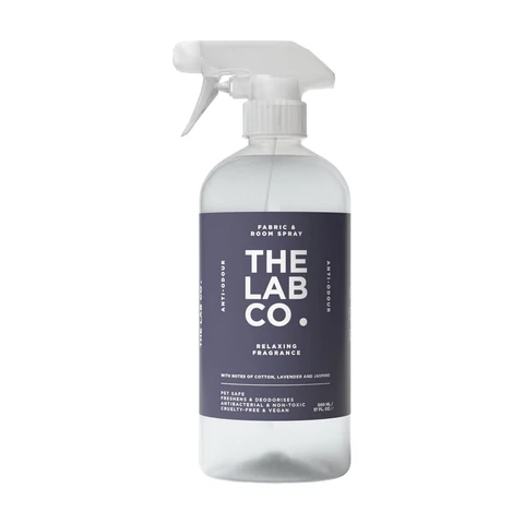 The Lab Co. Fabric & Room Spray | Eliminates Bad Odours | Neutralises Nasty Smells | Anti-Bacterial |  Relaxing Fragrance with Lavender Cotton Jasmine Essential Oils | 500ml