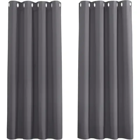 PONY DANCE Eyelet Blackout Curtains, W 46 x L 54inches, 2 Panels, Grey