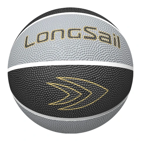 LONGSAIL Ballon de basket-ball en caoutchouc de haute qualité noir/gris - Taille 3 - 22''