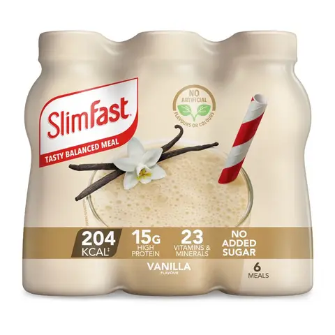 Slimfast Meal Replacement Meal Support Shake Vanilla Flavour - 6 x 325ml