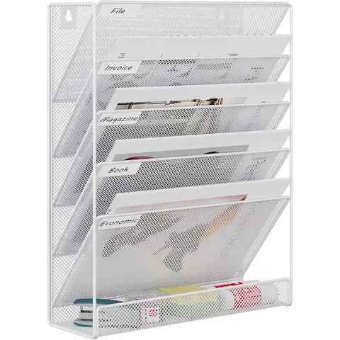 6 Tier A4 Mesh Wall File Holder,White