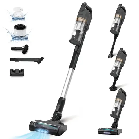 Levoit LSV-V201-GEUR Kabelloser Staubsauger, Anti Haar Wrap - 4-in-1 Kabelloser Akkustaubsauger - 99,9 Prozent Filterleistung - Beutelloser Akkusauger für Teppich/Hartböden/Auto - max 50 min Laufzeit