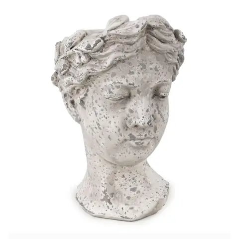 Candlelight Indoor Planter Female Face Washed Grey H:26cm