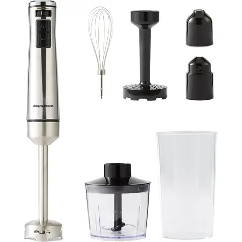 Morphy Richards Hand Blender Set with Masher – Stainless Steel, 1000W, Mashing/Chopping/Whisking/Juicing & Blending, Variable Speeds, Turbo Mode, 402020