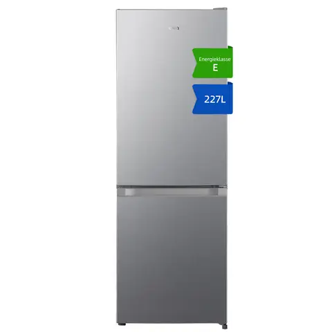 CHiQ 227 L koel-vriescombinatie, zilver, low frost, 4-sterren vriezen, 153 L koel- & 74 L vriesruimte, compacte breedte 54 cm, omkeerbare deur, verstelbare voeten JR227LSE [energielabel E]