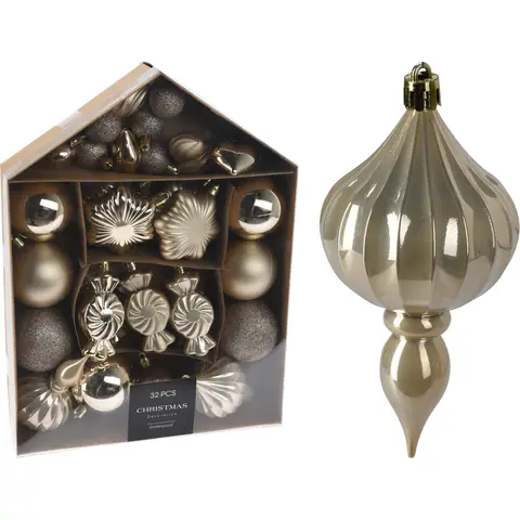 Weihnachtskugel-Set 32 Stück Creme