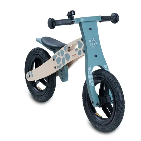 Hauck Wooden Balance Bike Balance N Ride with Air Tires & Adjustable Seat (from 18 Months) - Turtle