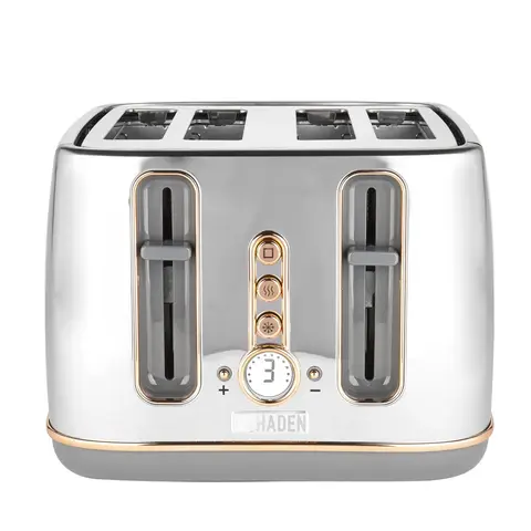 Haden Dorchester 4 Slice Toaster, Digital Browning Control, Chrome & Rose Gold - 204868