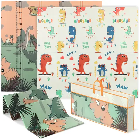 AIYAPLAY Baby Play Mat Double Sided, Foldable & Reversible Activity Playmat, Waterproof Kids Foam Crawling Mat for Outdoor Indoor Playtime Picnics, 196 x 176 x 1.5cm, Dinosaur Theme