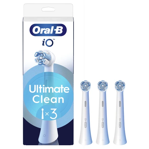 Oral-B Série iO Ultimate Clean blanc, Brossettes rondes de rechange Authentiques, Convient aux Gencives sensibles, 3