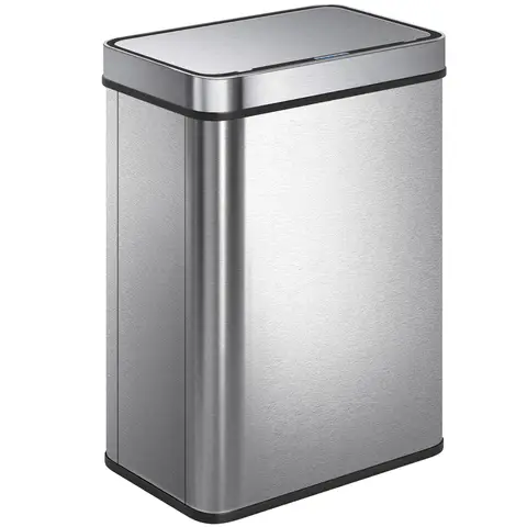 HOMCOM Poubelle à capteur 50 L avec couvercle à fermeture douce, poubelle de cuisine automatique sans contact en acier inoxydable anti-traces pour cuisine, maison, bureau, argenté
