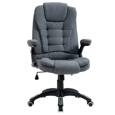 Vinsetto Executive Office Chair, Linen Ergonomic Desk Chair, Swivel Computer Chair with 130° Reclining Back, Adjustable Height and Armrests for Home and Work, Grey