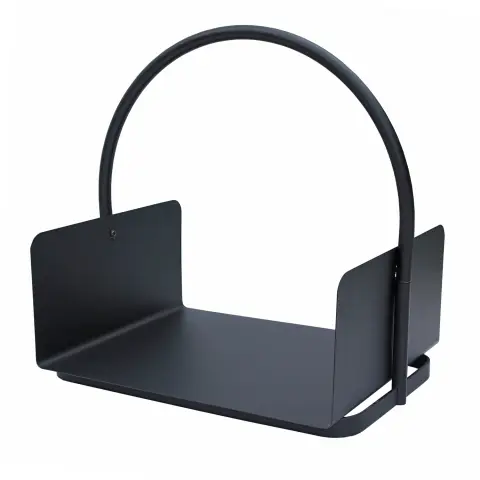 JVL Conway Modern Fireside Log/Coal Holder – Black, Steel