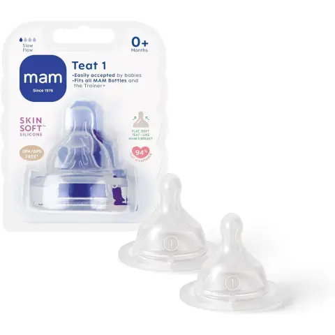 MAM Slow Flow Teats Size 1 0+ Months 2 Pack