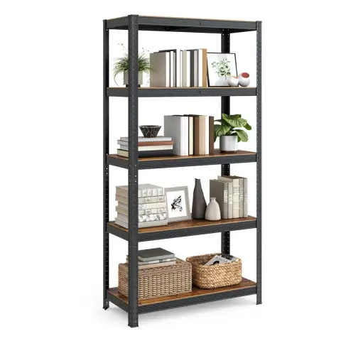 SONGMICS Shelving, 5-Tier, 180x90x40cm, Rustic Brown and Black