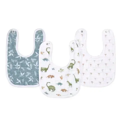 aden + anais™ Essentials Cotton Muslin Snap Bibs 3 Pack Dino Jungle