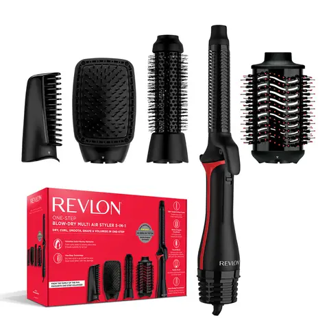 Revlon One-Step 5-in-1 Multi-Air Hair Styler, Fast Blow Dry, Voluminous Roots, Smooth & Frizz-Free, Dry + Curl + Straighten, Low Heat Hair Care, Salon-Quality Styling at Home, Black, RVDR5371UK, Valentine’s Day Gift, Gift Picks