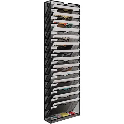 16 Tier A4 Mesh Wall File Holder,Black
